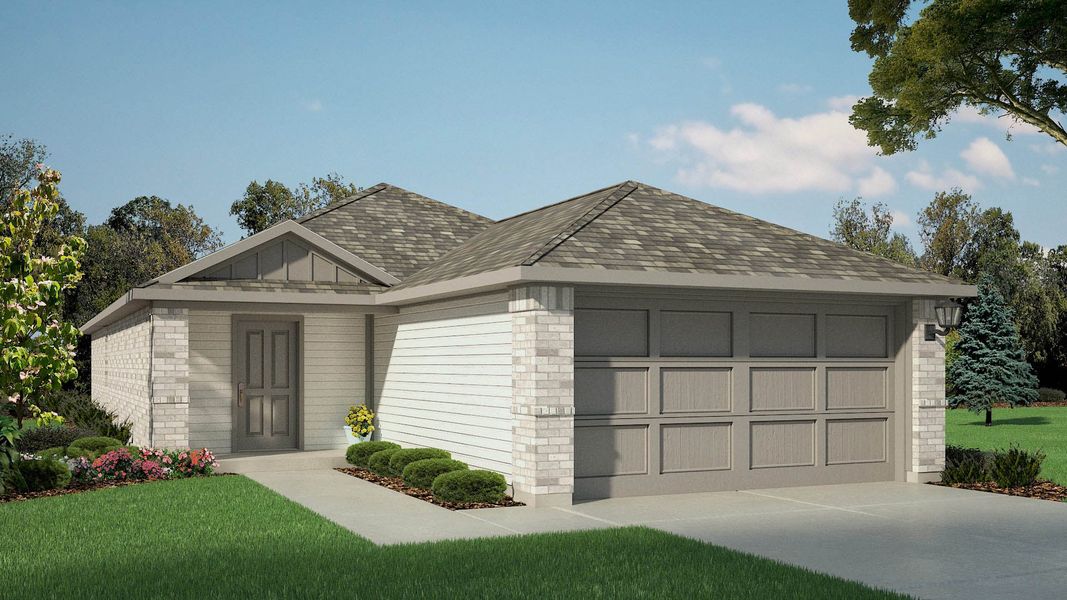 Front exterior of a new home in Terra Vista, Lubbock, TX, highlighting curb appeal (Image 1). Front exterior of a new home in Terra Vista, Lubbock, TX, highlighting curb appeal (Image 1).