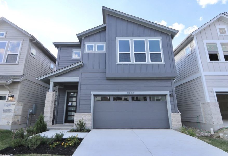 Exterior details and patio area of a home in Easton Park – Nelson Village - Haven Series, Austin (Image 3).