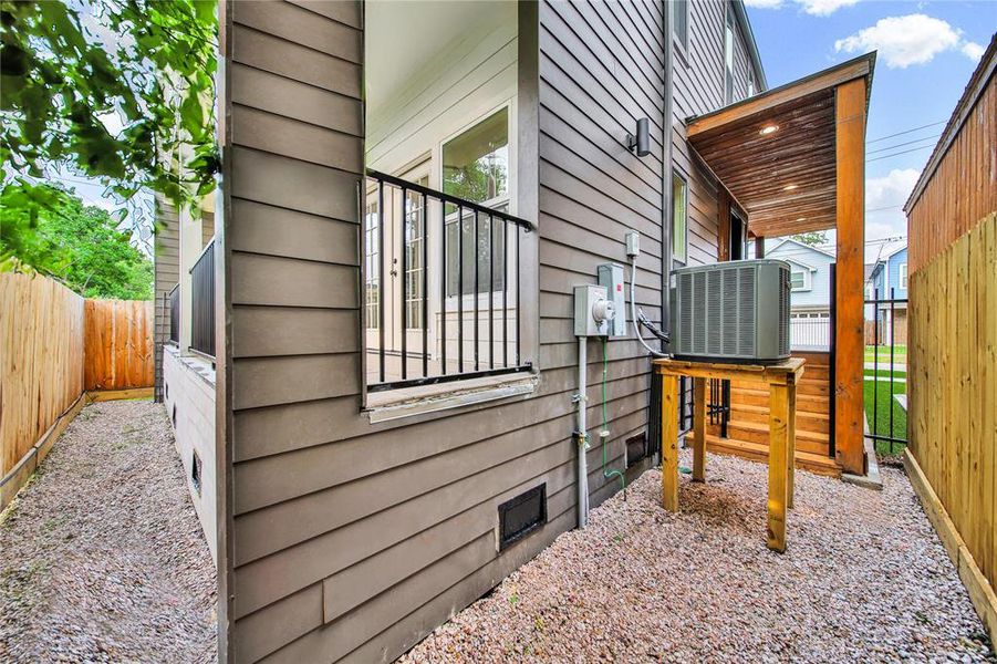 Fully fenced outdoor space.