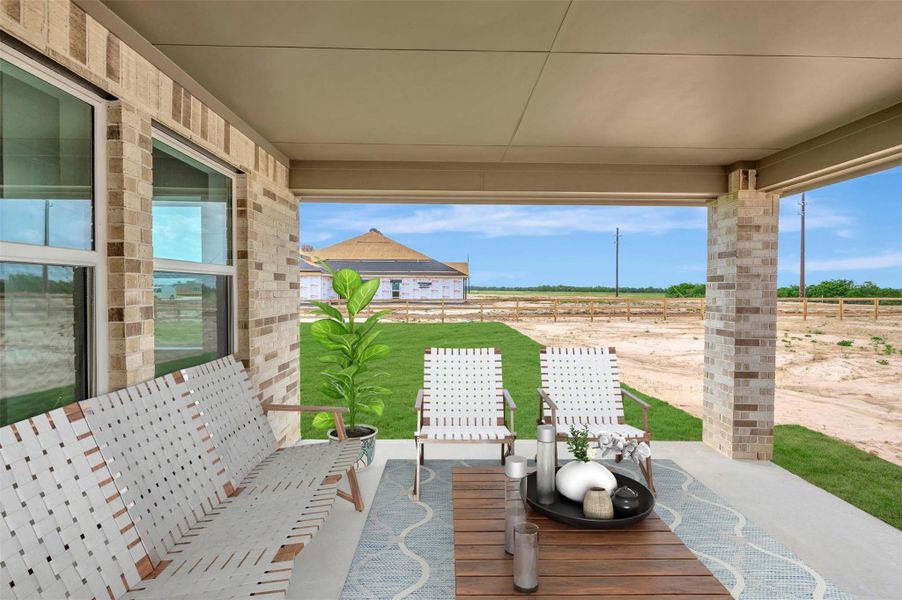 Relax outdoors on the covered patio Relax outdoors on the covered patio