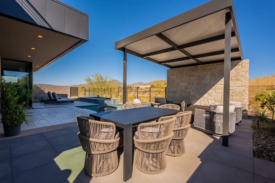 Exterior details and patio area of a home in Village at Seven Desert Mountain, Scottsdale (Image 23).