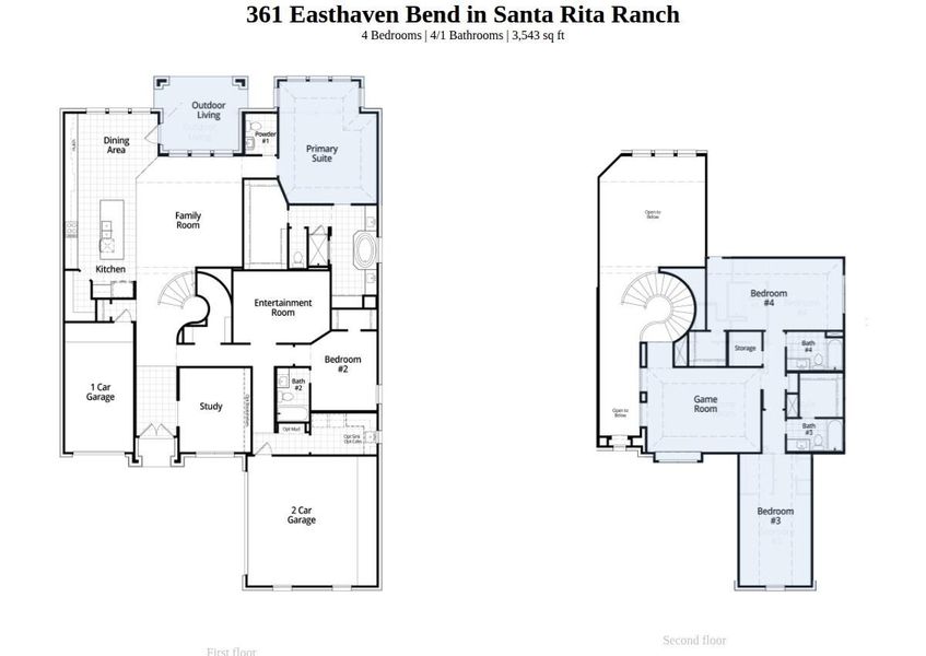 2D floor plan layout of this home in Santa Rita Ranch, Liberty Hill, TX (Image 2). 2D floor plan layout of this home in Santa Rita Ranch, Liberty Hill, TX (Image 2).
