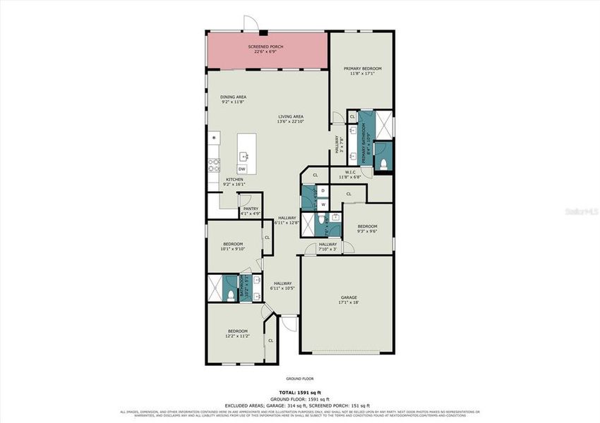 2D floor plan layout of this home in Stonegate Preserve, Palmetto, FL (Image 5).