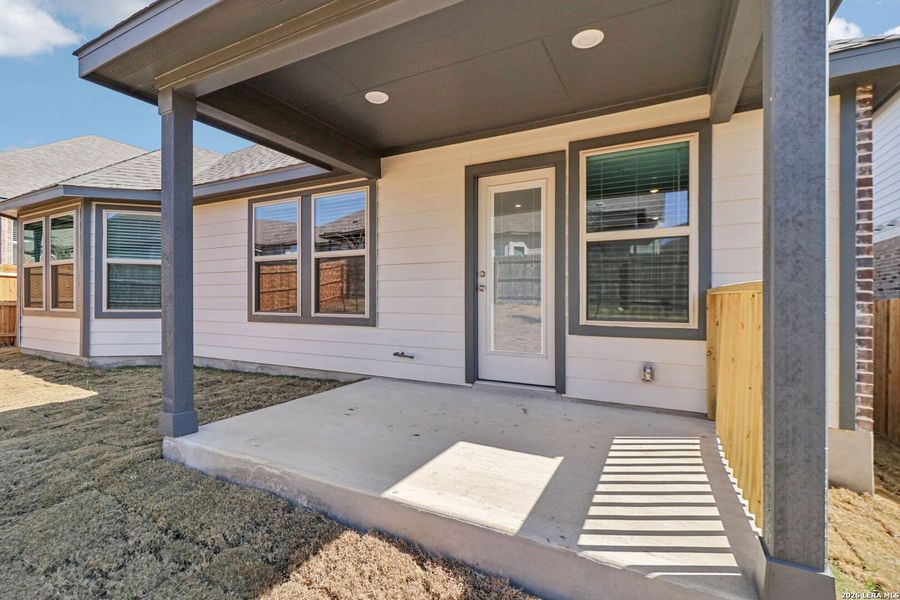 Exterior details and patio area of a home in Arcadia Ridge - Classic Series, San Antonio (Image 29).