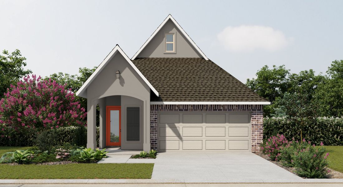 Representative exterior photo of a completed home built from the Easton G II by DSLD Homes in Two Step Farm, Montgomery, TX (Image 4). Representative exterior photo of a completed home built from the Easton G II by DSLD Homes in Two Step Farm, Montgomery, TX (Image 4).