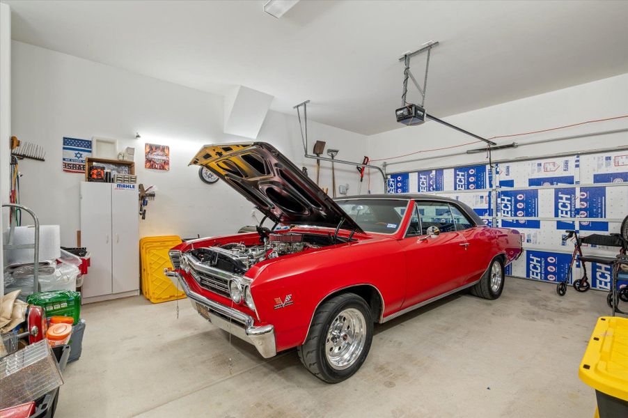 Garage with a garage door opener Garage with a garage door opener