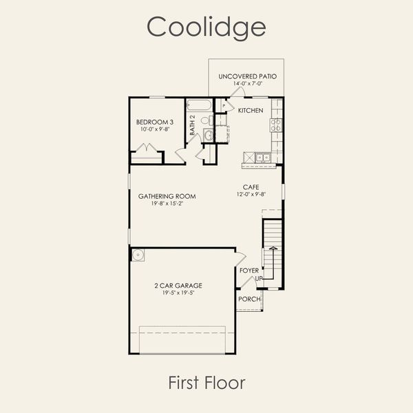 2D floor plan layout for the Coolidge by Pulte Homes in Crosswinds, Kyle, TX (Image 4). 2D floor plan layout for the Coolidge by Pulte Homes in Crosswinds, Kyle, TX (Image 4).