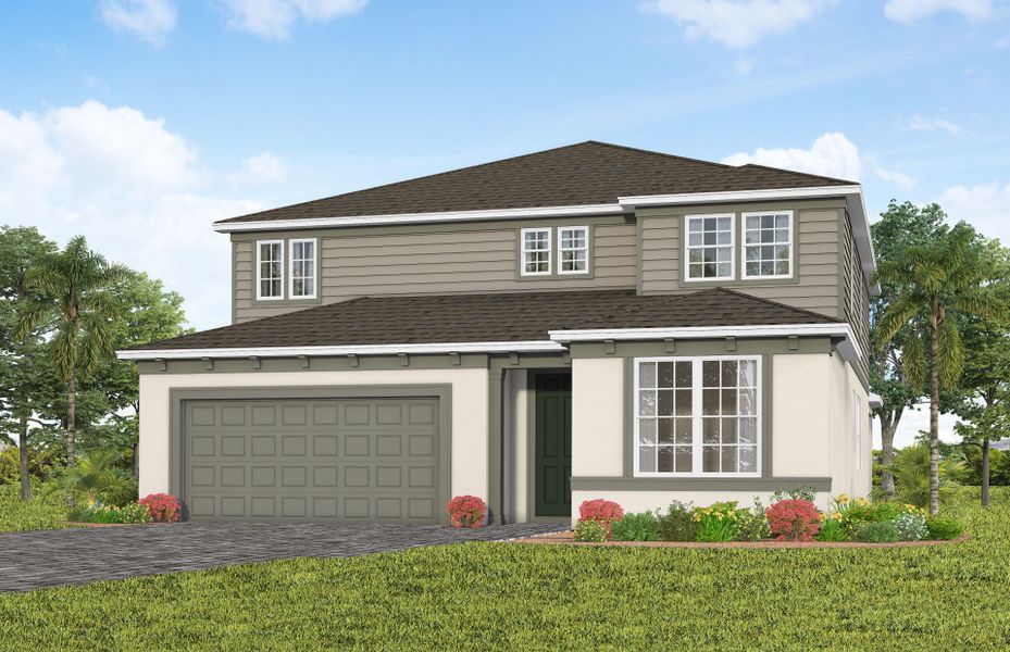 Representative exterior photo of a completed home built from the Scarlett by Pulte Homes in Lakehaven Estates, Clermont, FL (Image 1).