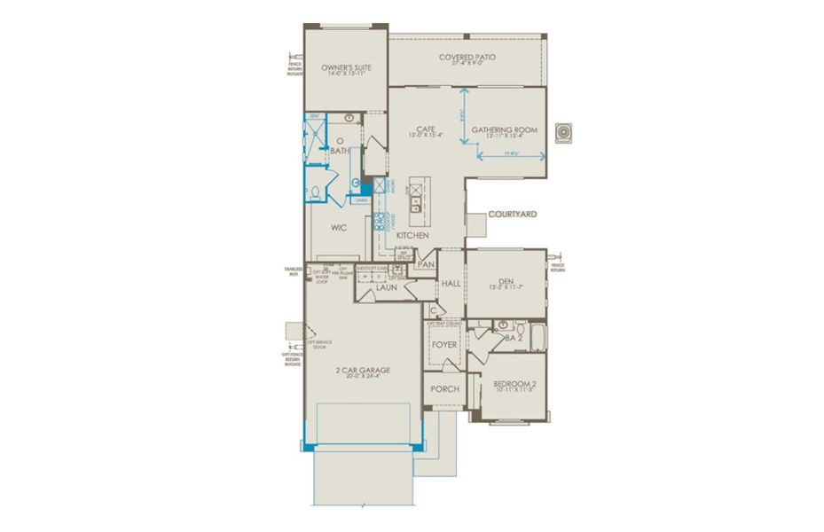 2D floor plan layout of this home in Del Webb at Rocking K, Tucson, AZ (Image 3).