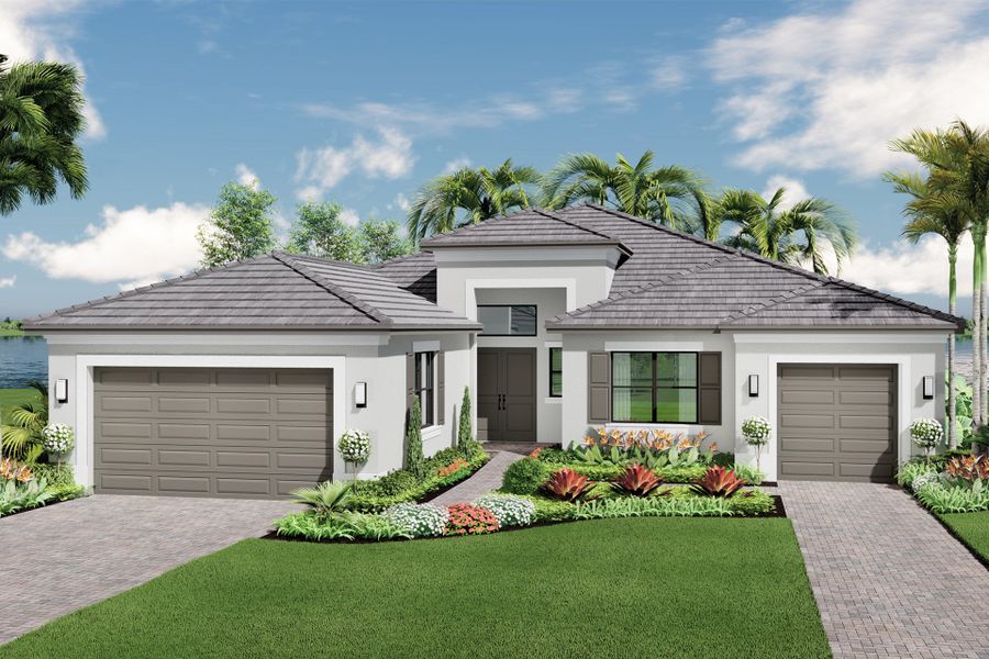 Representative exterior photo of a completed home built from the Michele by GL Homes in Valencia Parc at Riverland, Port St. Lucie, FL (Image 2).