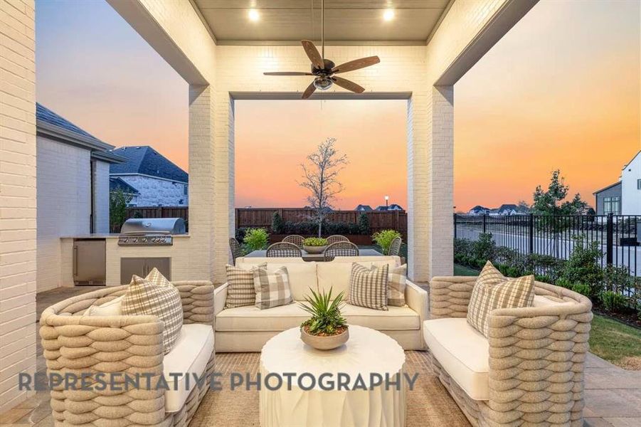 Exterior details and patio area of a home in Pecan Square, Northlake (Image 22).