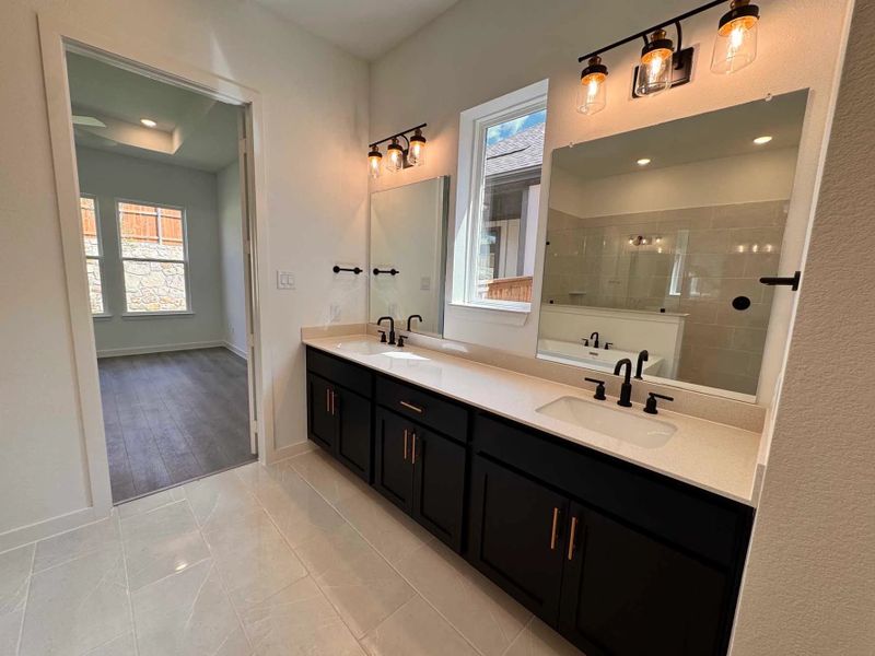 Primary Bathroom Construction Progress featuring the Noir Collection