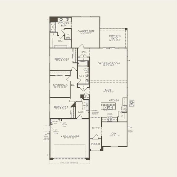 2D floor plan layout for the Barletta by Pulte Homes in Alamar, Avondale, AZ (Image 3).