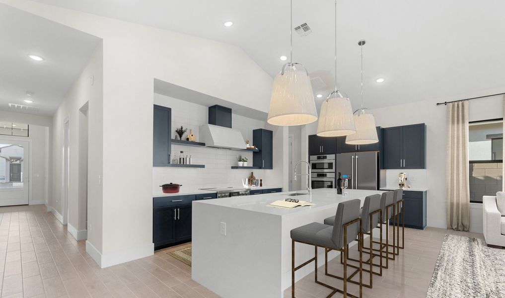 Kitchen with waterfall edge island