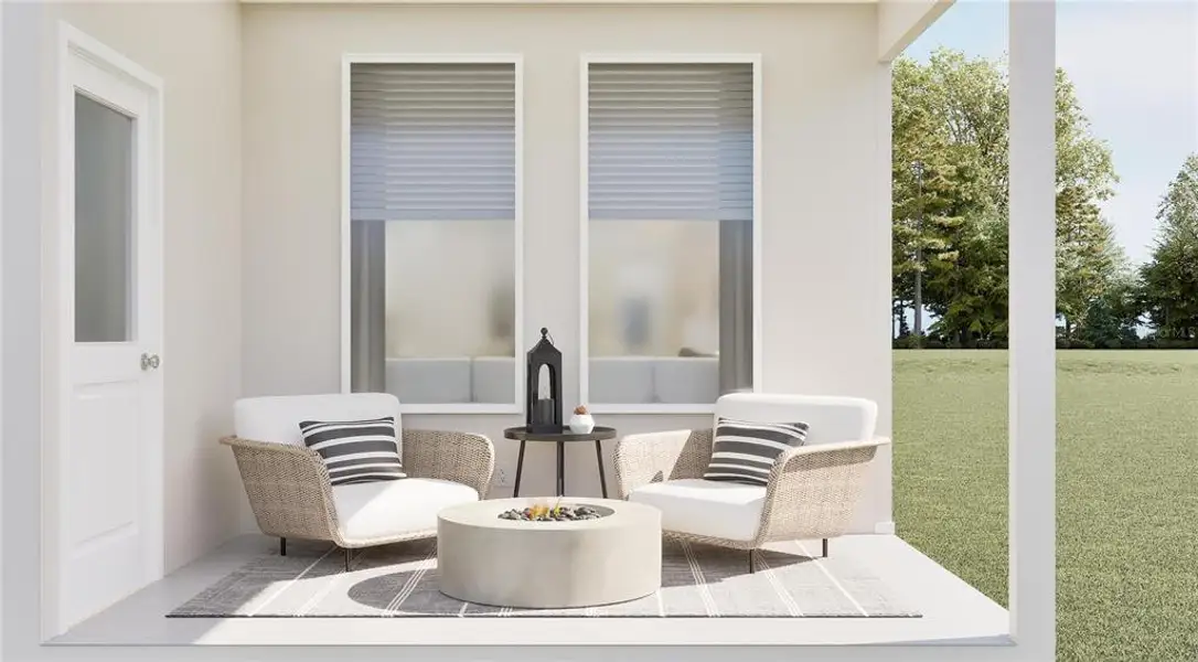 Exterior details and patio area of a home in Wellness Ridge, Clermont (Image 2).