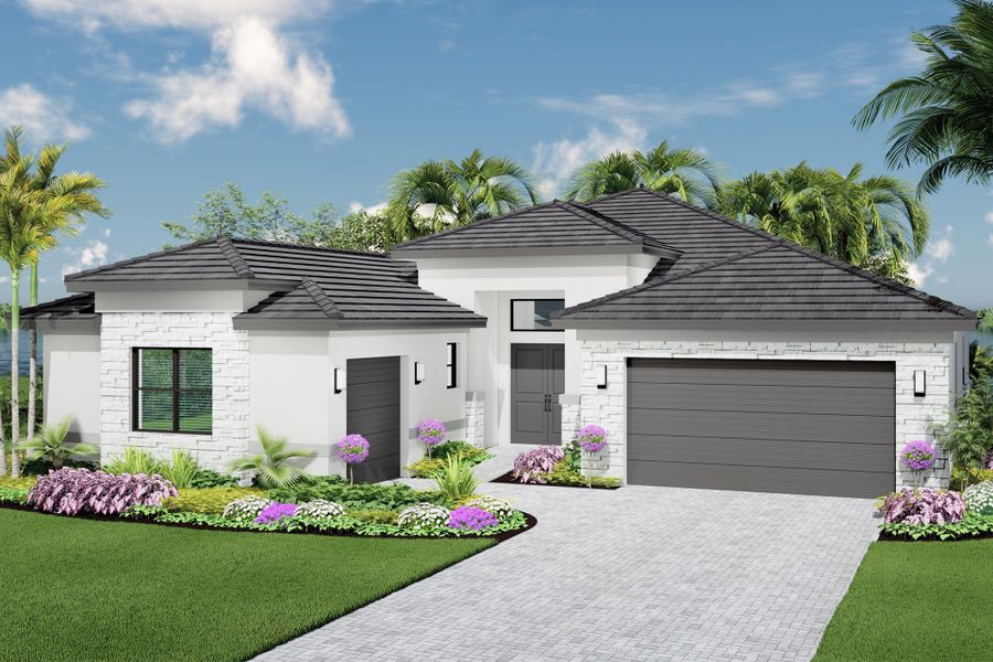 Representative exterior photo of a completed home built from the Tivoli by GL Homes in Valencia Parc at Riverland, Port St. Lucie, FL (Image 22).