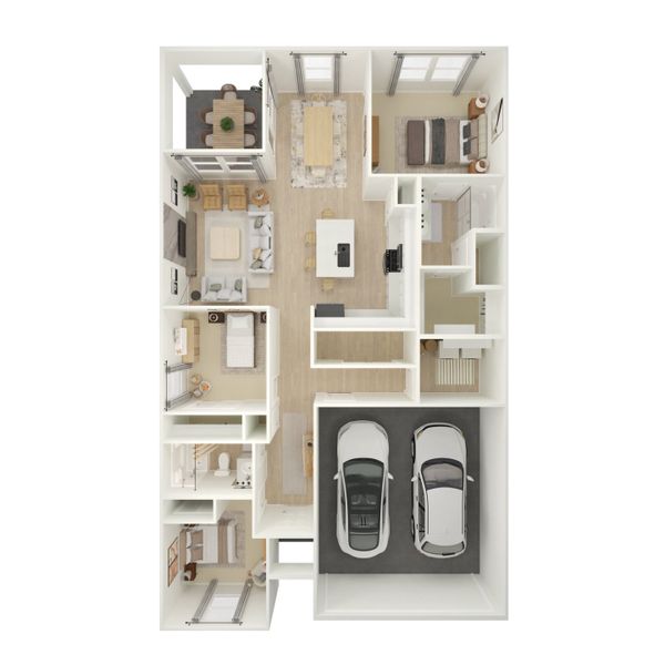 2D floor plan layout for the Clyde II by K. Hovnanian® Homes in Aspire at The Reserve at Huntsville, Huntsville, TX (Image 4). 2D floor plan layout for the Clyde II by K. Hovnanian® Homes in Aspire at The Reserve at Huntsville, Huntsville, TX (Image 4).