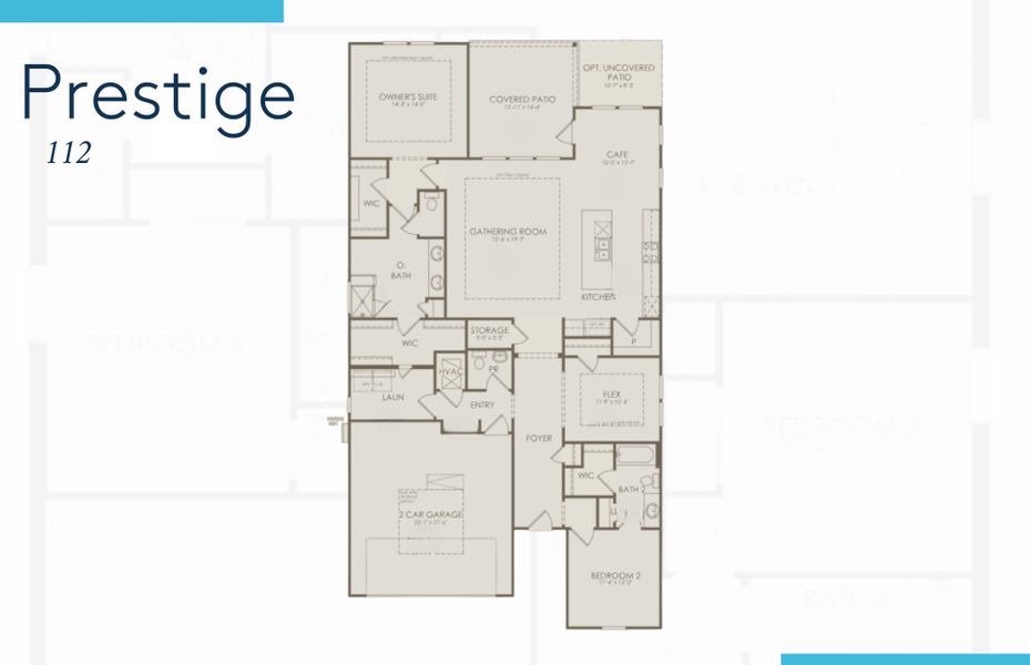 2D floor plan layout of this home in Del Webb Wilmington at Mallory Creek, Leland, NC (Image 4).