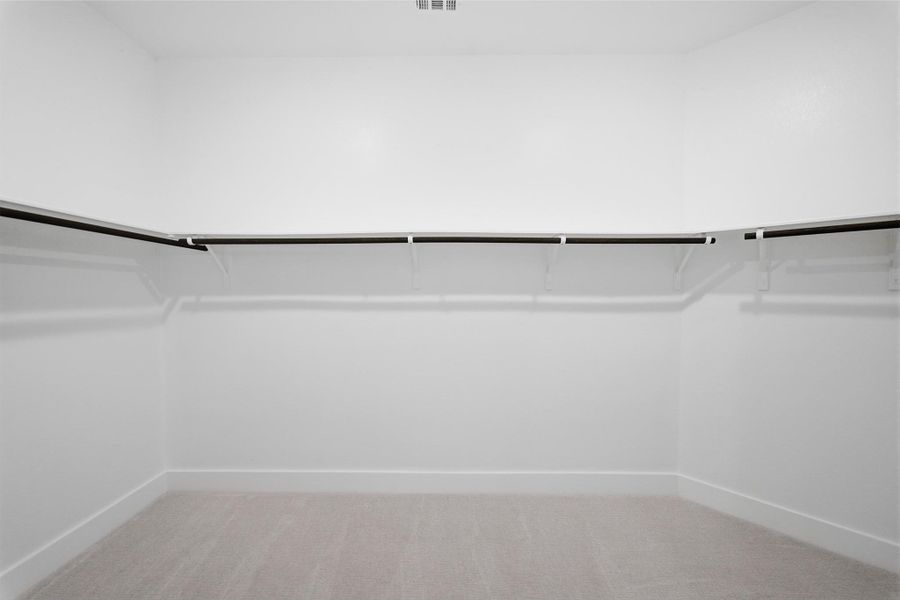 Walk in closet with light carpet