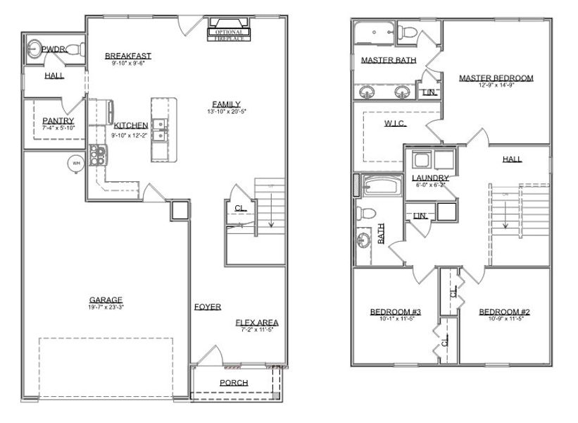 2D floor plan layout for the The Brighton by Smithbilt Homes in Honey Oaks, Corryton, TN (Image 2).