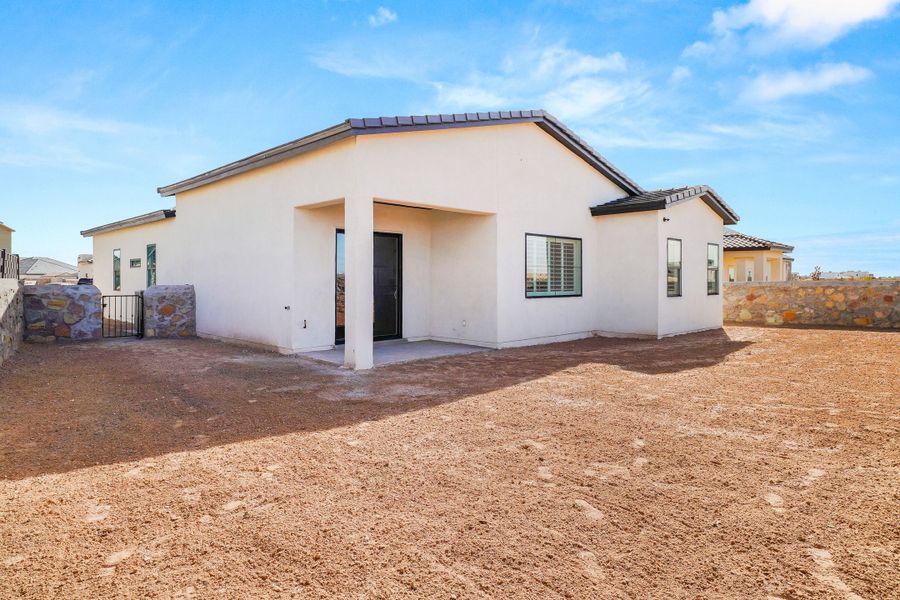 Representative exterior photo of a completed home built from the Torrey Pines 4BDR by LEH. Homes in Painted Sky, El Paso, TX (Image 22). Representative exterior photo of a completed home built from the Torrey Pines 4BDR by LEH. Homes in Painted Sky, El Paso, TX (Image 22).