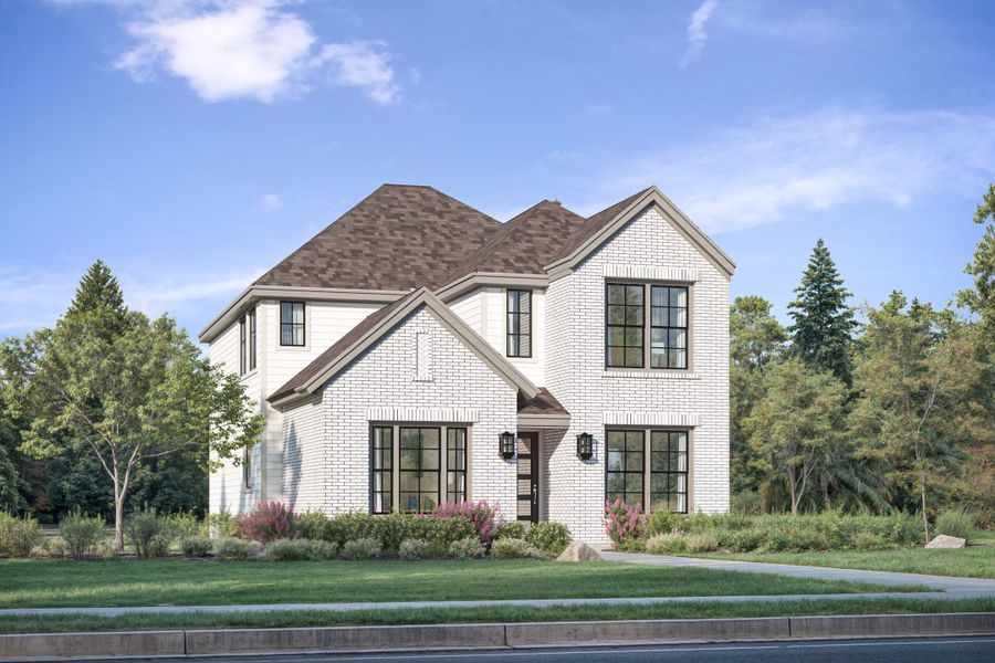 Representative exterior photo of a completed home built from the Skybrook by Landon Homes in Fields - East Village, Frisco, TX (Image 23). Representative exterior photo of a completed home built from the Skybrook by Landon Homes in Fields - East Village, Frisco, TX (Image 23).