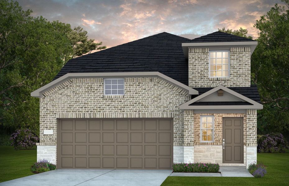 Representative exterior photo of a completed home built from the Gustine by Centex in Pinara Pines, Conroe, TX (Image 2). Representative exterior photo of a completed home built from the Gustine by Centex in Pinara Pines, Conroe, TX (Image 2).