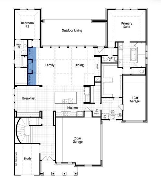 2D floor plan layout for the Livorno by Highland Homes in Ridgeline: 70ft. lots, McKinney, TX (Image 5).