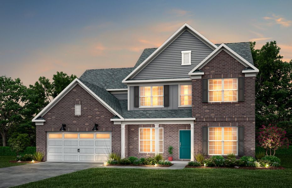 Wingate Exterior 58 features brick, siding, covered front sitting porch and 2 car garage