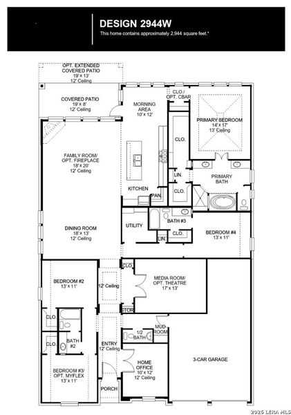 2D floor plan layout of this home in Veramendi, New Braunfels, TX (Image 2).