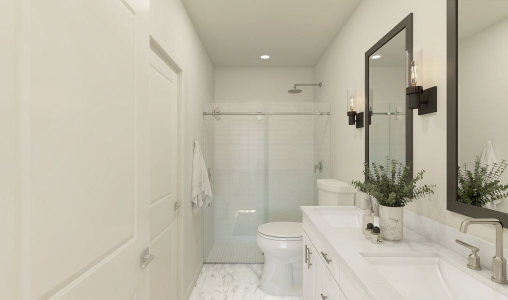 Primary bath with dual vanities