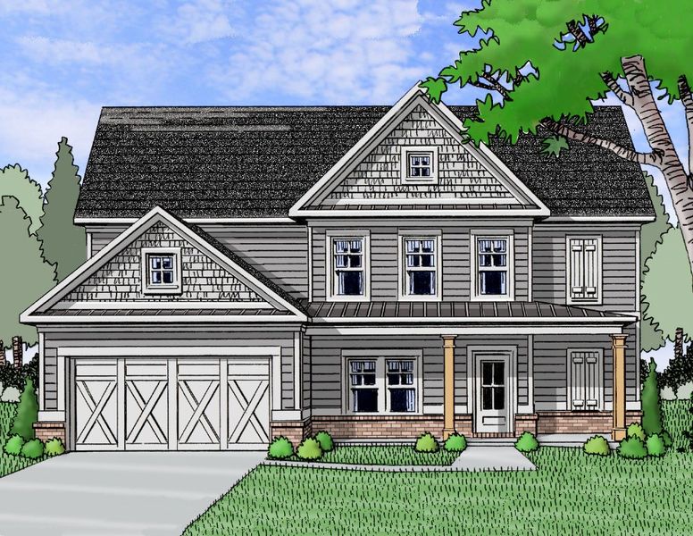 Exterior rendering of this home design in Woodland Hills, Loganville, GA (Image 1). Exterior rendering of this home design in Woodland Hills, Loganville, GA (Image 1).