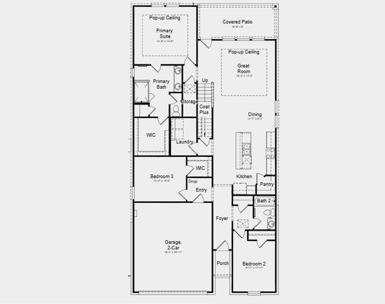2D floor plan layout for the Tavern by Taylor Morrison in Ryehill, Rosenberg, TX (Image 3).