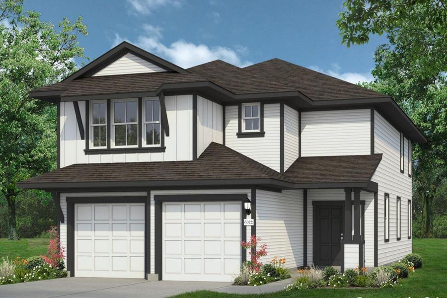 Front exterior of a new home in Edgebrooke, Pflugerville, TX, highlighting curb appeal (Image 1). Front exterior of a new home in Edgebrooke, Pflugerville, TX, highlighting curb appeal (Image 1).