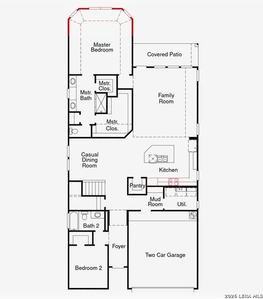 2D floor plan layout of this home in Davis Ranch, San Antonio, TX (Image 3).