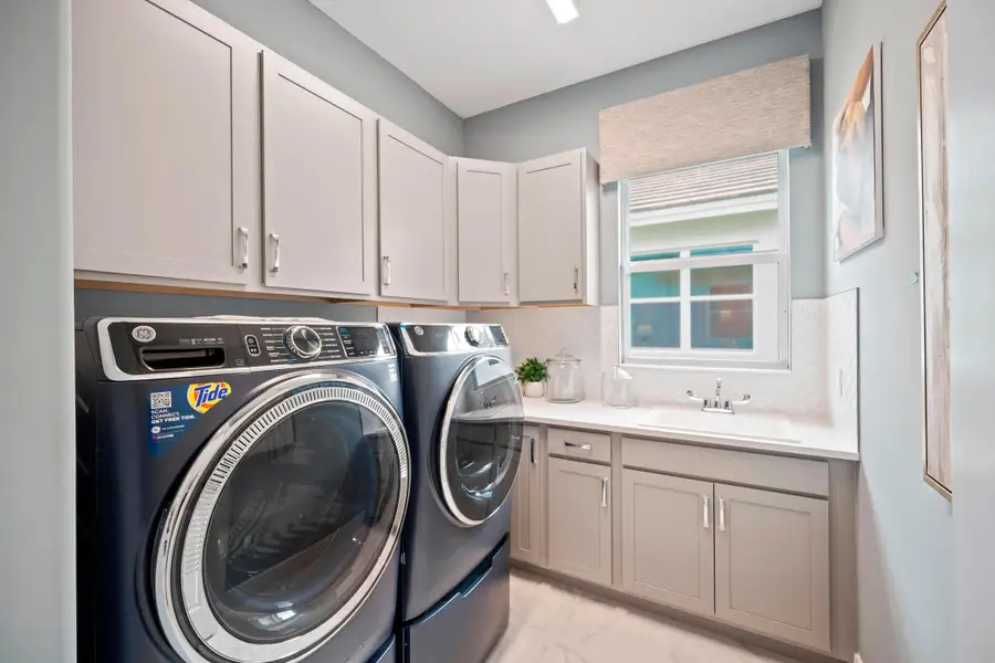 2D floor plan layout for the Mariposa by GHO Homes in Belterra, Port St. Lucie, FL (Image 4).