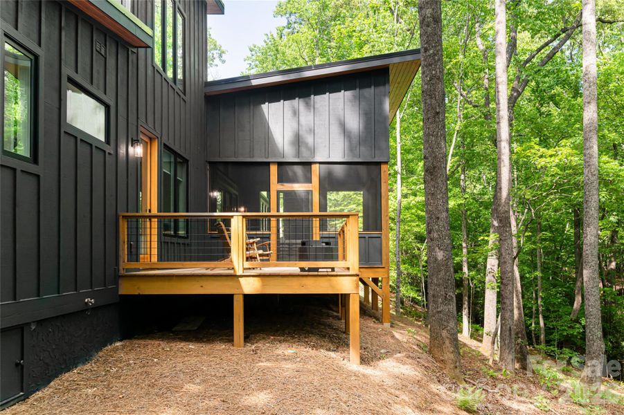 Exterior details and patio area of a home in , Pisgah Forest (Image 36).