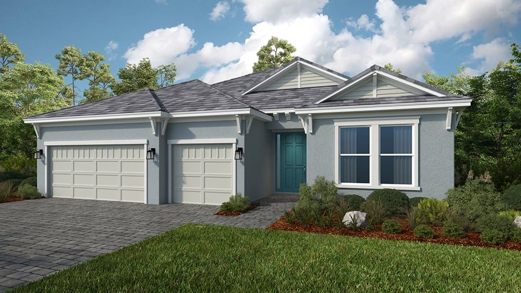 Representative exterior photo of a completed home built from the Cascata by Taylor Morrison in Esplanade at Kingston, Estero, FL (Image 2). Representative exterior photo of a completed home built from the Cascata by Taylor Morrison in Esplanade at Kingston, Estero, FL (Image 2).