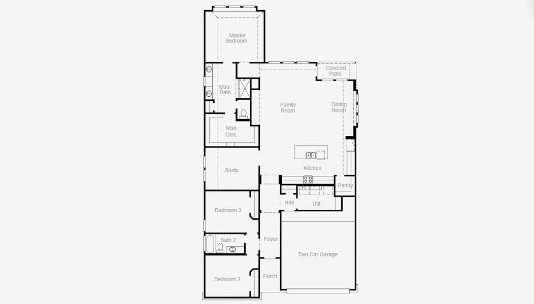 2D floor plan layout for the Grandview by Coventry Homes in Hulen Trails 60', Crowley, TX (Image 5).
