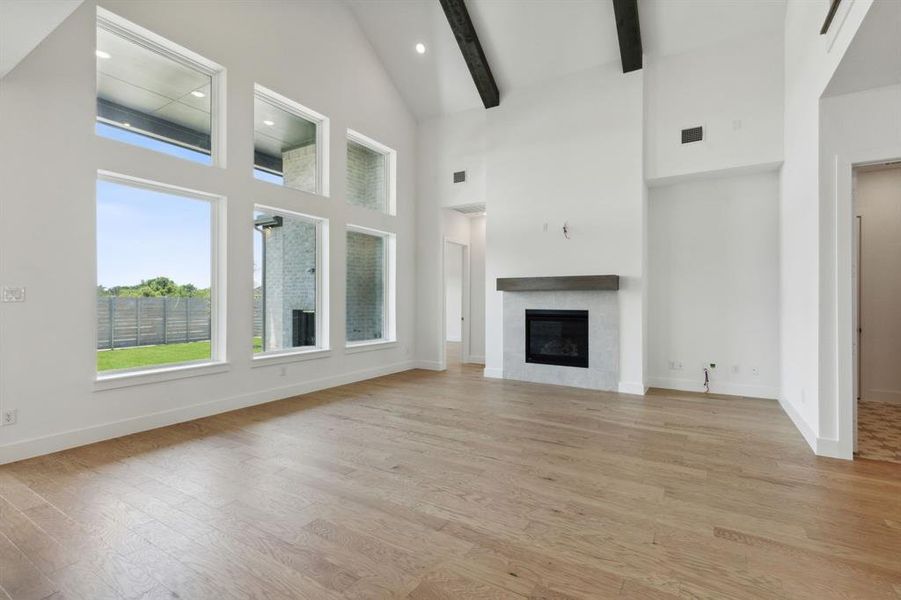 Vaulted ceiling with exposed wood beams Vaulted ceiling with exposed wood beams