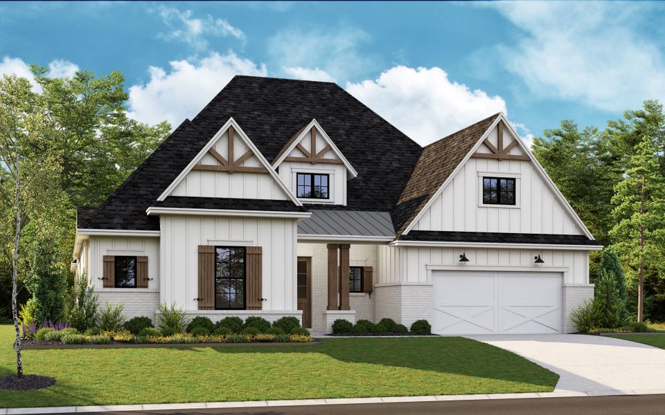 Representative exterior photo of a completed home built from the 5531 by Tradition Homes in Windsong Ranch, Prosper, TX (Image 22).