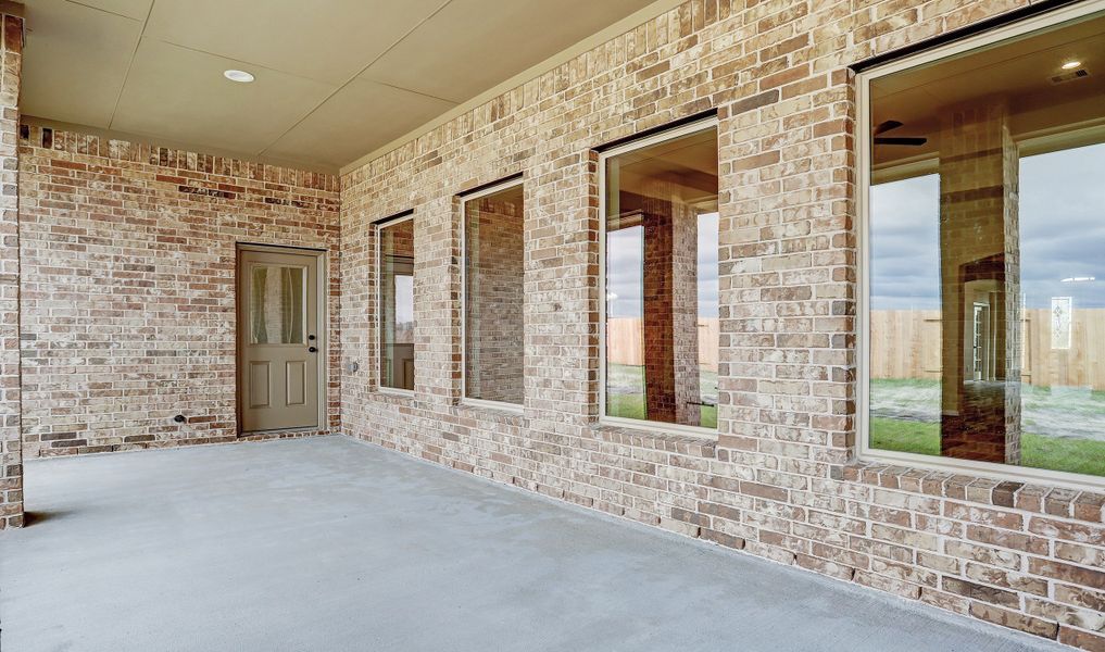 Covered patio in backyard