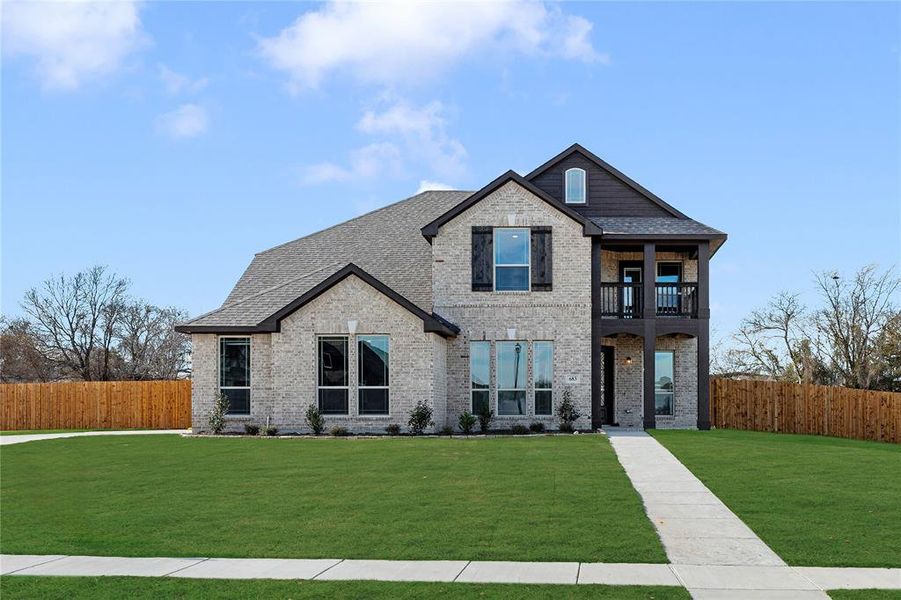 Front exterior of a new home in Crystal Lake Estates, Red Oak, TX, highlighting curb appeal (Image 2).