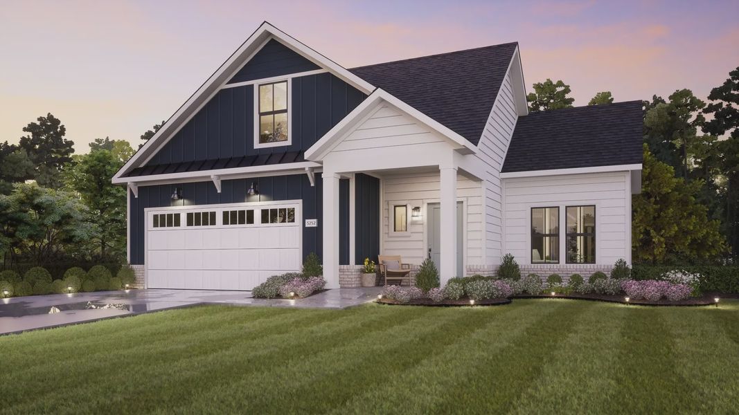 Representative exterior photo of a completed home built from the Palazzo by Epcon Communities in The Courtyards by The Manor, Alpharetta, GA (Image 22).
