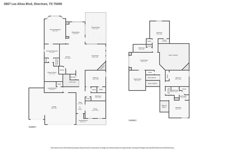 2D floor plan layout of this home in Bel Air Village, Sherman, TX (Image 4).