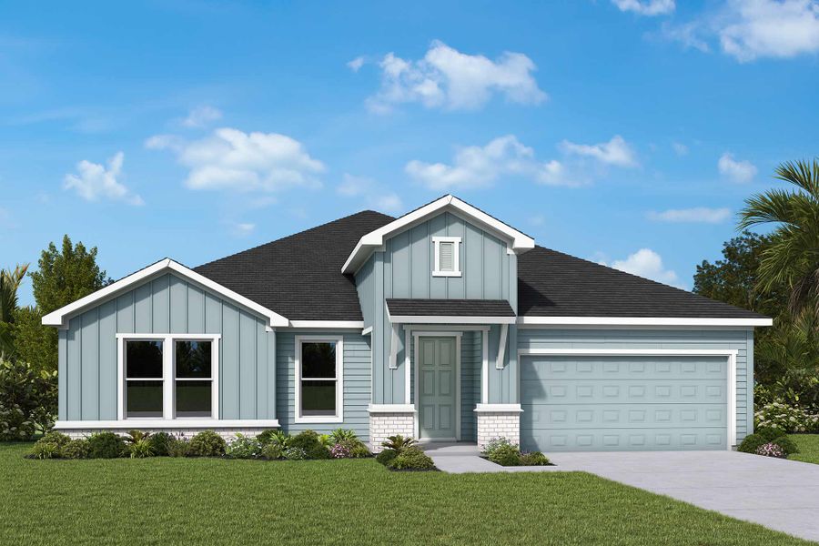 Representative exterior photo of a completed home built from the The Badell by David Weekley Homes in The Preserve at Laurelton – Haven Collection, Green Cove Springs, FL (Image 21).
