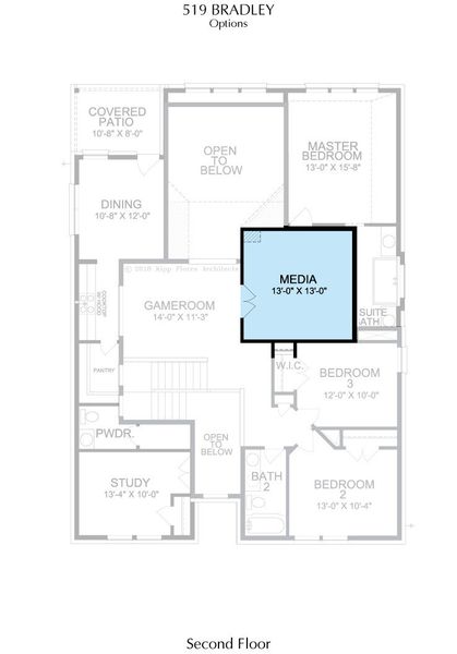 2D floor plan layout for the Bradley by Landon Homes in East Village - Classic Series, Frisco, TX (Image 33). 2D floor plan layout for the Bradley by Landon Homes in East Village - Classic Series, Frisco, TX (Image 33).