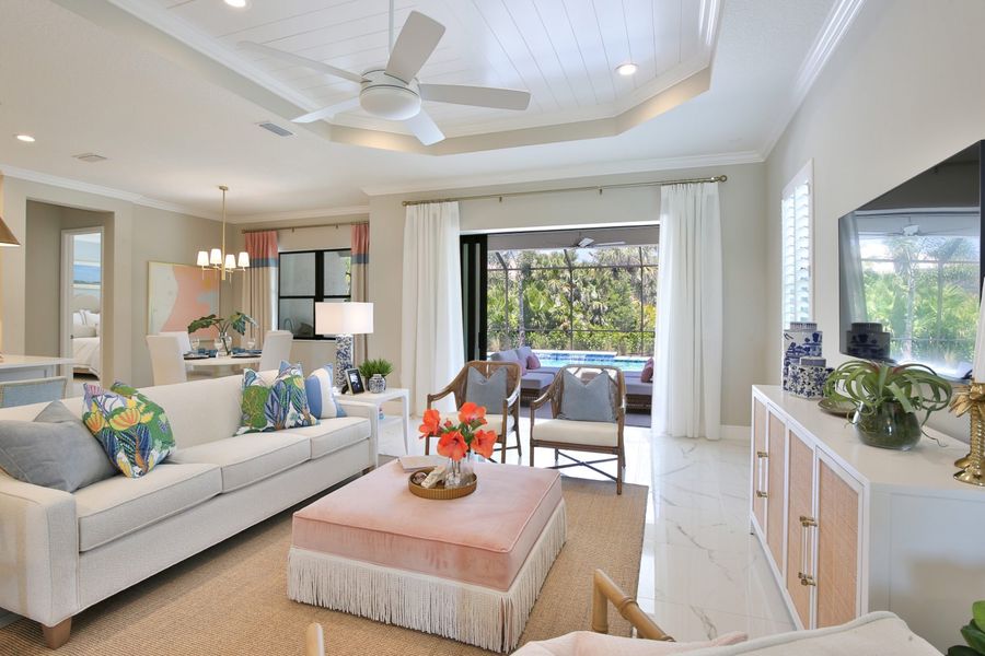 Furnished interior view inside a new home in Boca Royale Golf & Country Club at Wellen Park, Englewood (Image 8).