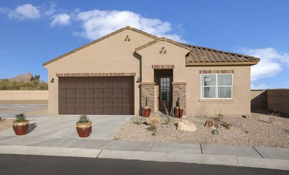 Representative exterior photo of a completed home built from the Azure by Mattamy Homes in Silverbell Ridge, Tucson, AZ (Image 17). Representative exterior photo of a completed home built from the Azure by Mattamy Homes in Silverbell Ridge, Tucson, AZ (Image 17).