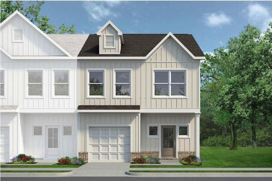 Front exterior of a new home in Fuller Station, Loganville, GA, highlighting curb appeal (Image 1).
